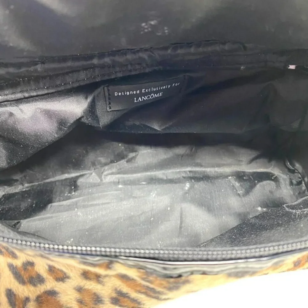 Lancome Animal Print Top Zip Makeup Cosmetic Bag Travel Storage NWOT